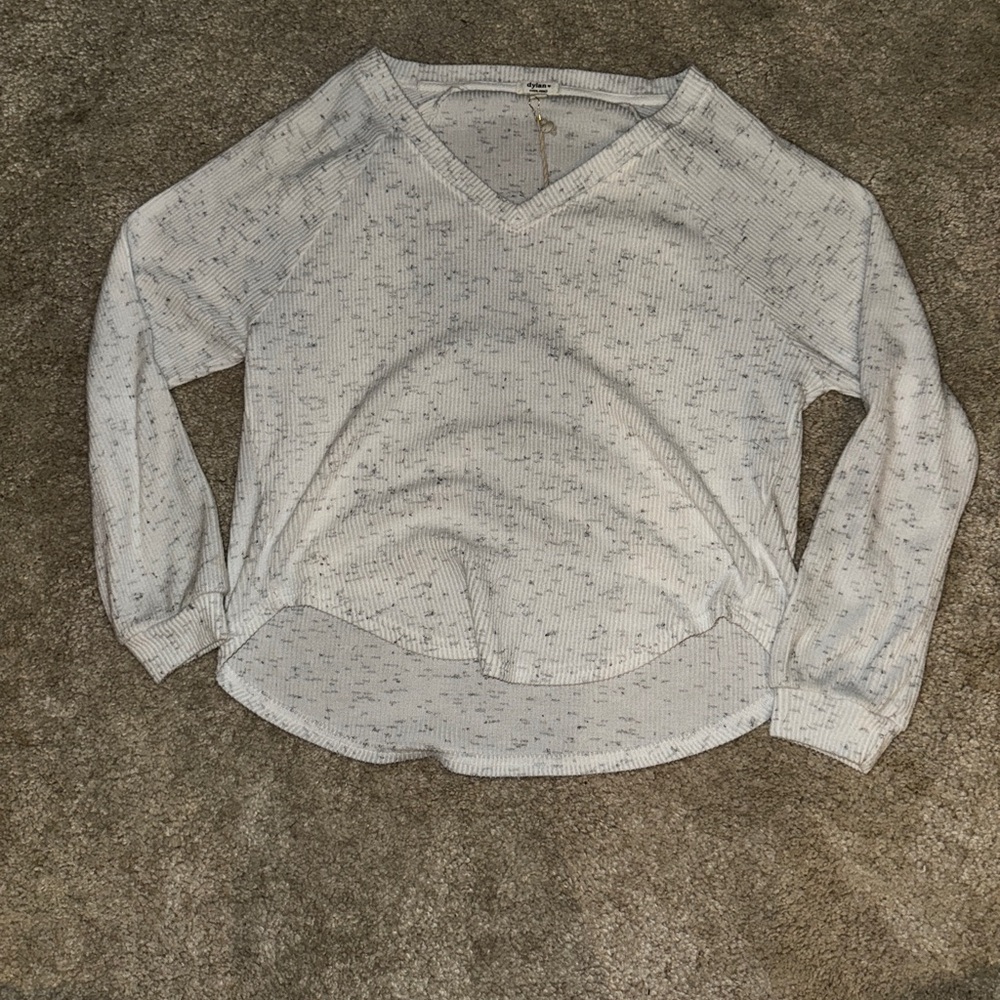 White V-Neck Long Sleeve Sweater